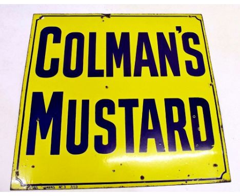 An old enamel large Colemans Mustard sign, 91 x 92 cm