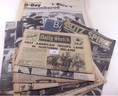 A group of WWII newspapers "The Daily Sketch" including the dropping of first atomic bomb and later papers