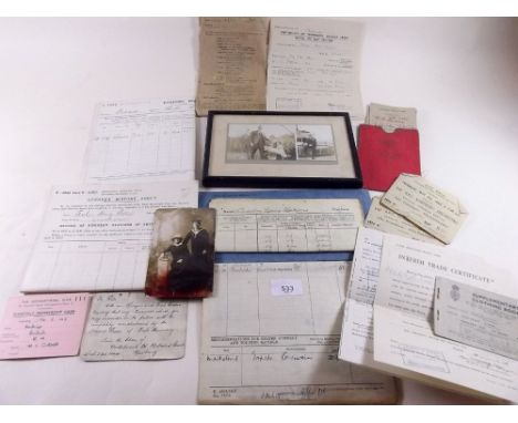 A collection of military paperwork relating to Charles Henry Perkins to includes his Naval Service Record 1908-1945, his rele