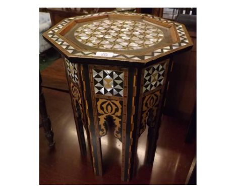20th century Moorish type mother-of-pearl inlaid octagonal occasional table