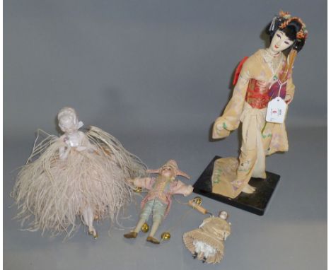 Mixed Lot: 20th century oriental model geisha girl plus various small pin cushion and other dolls (4) 
