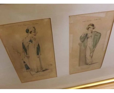 AFTER G M BRIGHTY, pair of engravings from Ladies Magazine in one frame