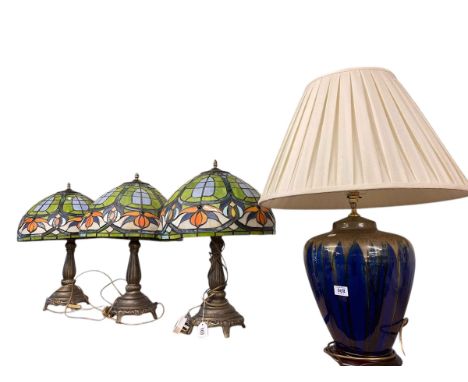 Tiffany style table lamps, industrial style lamp, radio, etc.