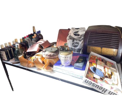 GEC radio, vintage shoe trees, LP records, alcohol, matchboxes, etc.