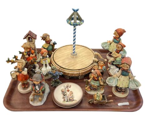 Collection of Hummel figures, Sounds of Spring 'Maypole' and two small dishes.