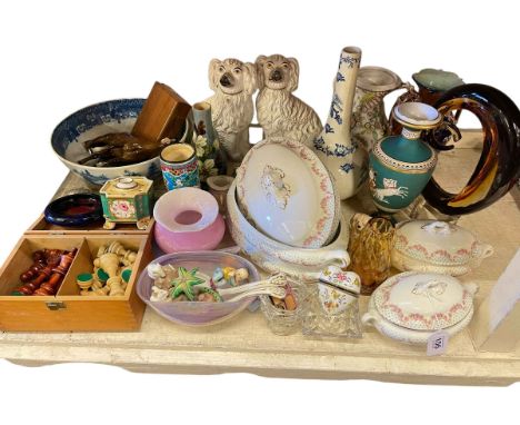 Staffordshire dogs, Booths tureens, chess pieces, etc.