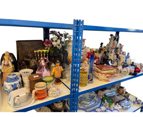 Collection of decorative porcelain including Staffordshire, Masons, figurines, etc.
