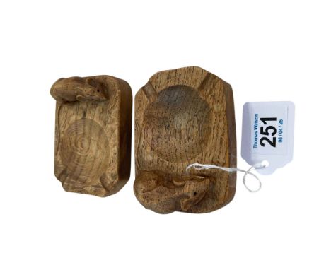 Robert Thompson of Kilburn 'Mouseman' oak ashtrays (2).