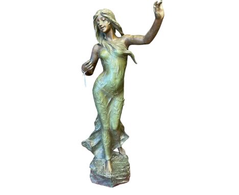Large metal classical woman lamp base, 77cm.