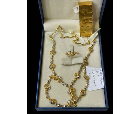 Arab-Indian necklace, bracelet and ring set and Dunhill lighter.
