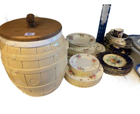 Royal Doulton Churchill toby jug, vintage pottery including meat plates, mirrors, painting, stoneware lidded jar, Royal Worce