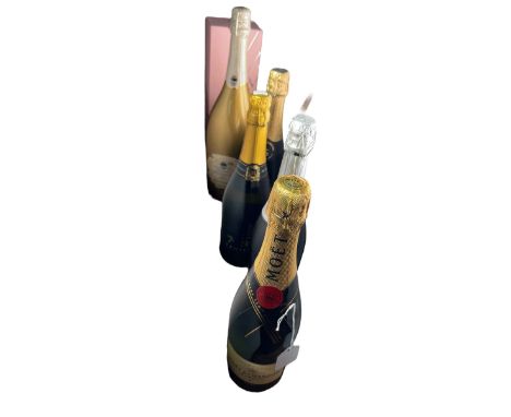 Six bottles of Prosecco and Champagne including Veuve Clicquot, Moet and Chandon, etc.