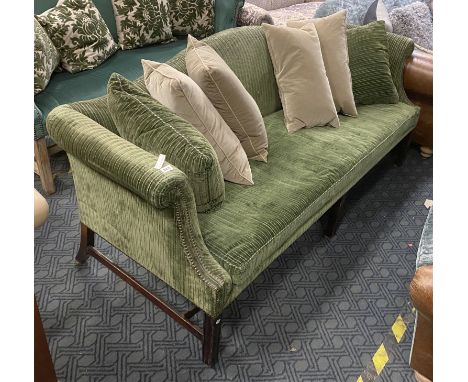 GEORGE III STYLE SOFA IN GREEN WITH CASTORS