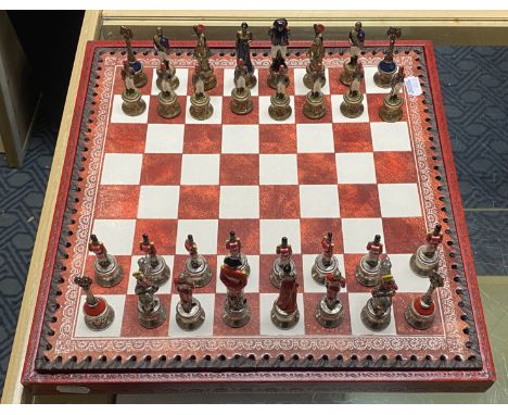 NAPOLEON CHESS SET WITH BACKGAMMON IN LEATHER BOUND CASE