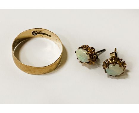 9CT GOLD OPAL EARRINGS &amp; GOLD RING