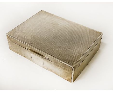 HM SILVER ENGINE TURNED CIGARETTE BOX - CAMPHOR LINED