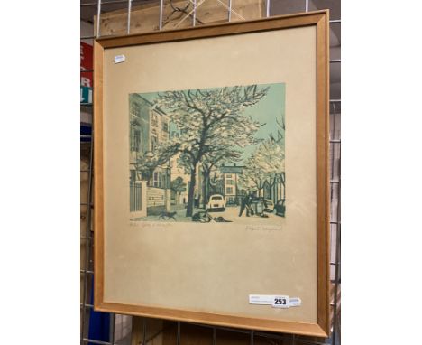 LITHOGRAPH ''SPRING IN KENSINGTON'' SIGNED LTD EDITION 45/60 BY RUPERT SHEPHARD 30CM X 34CM - FRAMED 49CM X 49CM