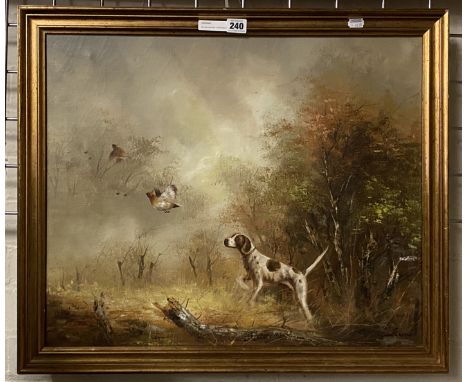 OIL ON CANVAS ''HUNTING DOG'' SIGNED BY WATERMAN (ENGLISH) 51CM X 61CM