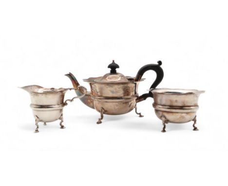 A matched Bachelor's silver tea service by S. Blanckensee &amp; Son Ltd, the teapot Chester 1921, the sugar bowl and cream ju