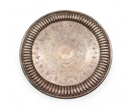 A Victorian sliver waiter, by Martin Hall &amp; Co, London 1891, of circular form, with engraved banding, monogrammed cartouc