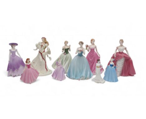 A collection of porcelain figures including limited edition Royal Worcester Summer Solstice, no 159/7500 &amp; Keepsake, no 8