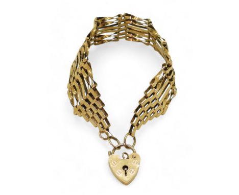 A 9ct gold fancy gate bracelet, length approx. 18.5cm, weight 13.3gms Condition Report:Available upon request