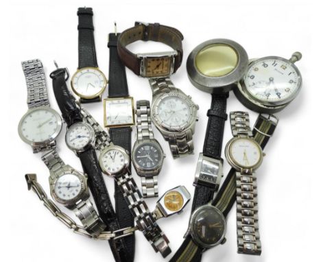 A base metal military pocket watch bears pheon mark and the number P46639, a further collection of fashion watches to include