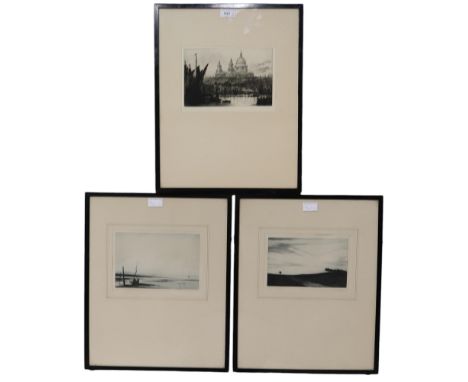ERNEST LLEWELLYN HAMPSHIRE (ENGLISH 1882-1944) &nbsp;ST PAUL'S &nbsp;Etching, signed lower right, 17 x 24cm &nbsp;To include 