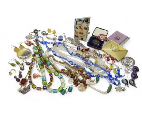 A Geo Cube necklace marked Coeur&nbsp;de lion, together with a pair of&nbsp;earrings by Monet, examples of&nbsp;Glass beads, 