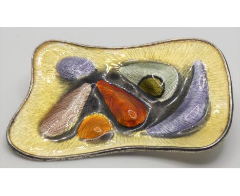 A Norwegian silver and enamel brooch, by Oystein Balle, stamped BALLE, 925S, Sterling, Norway, of abstract fruit design, 4.5 