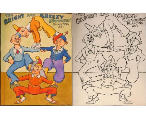 Ern Shaw(1891-1986), The Bright & Breezy Brothers Balancing Act, original artwork from The Variety Painting Book, watercolour