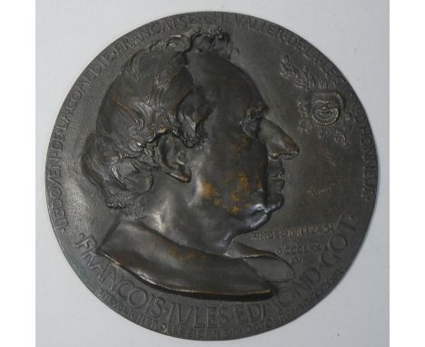 Jean-Desire Ringel D`Illzach (1849-1916), a late 19th century French bronze portrait plaque of Francois Jules Edmond Got, 17.