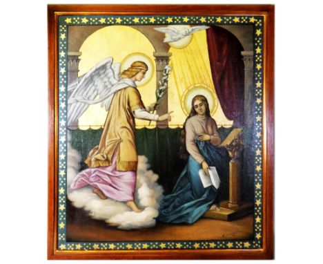 Henry Immencamp (d.1936), "The Annucation", oil on board, signed and dated 09 (1909), 76 x 67 cm, frame.Provenance; Dee, Atki
