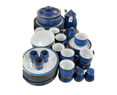 Denby Imperial Blue dinner and tea set, over 50 pieces including tureen and teapot.