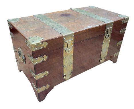 Oriental brass bound camphorwood trunk, 57.5cm by 104cm by 53cm.