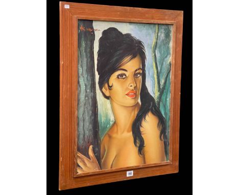 Portrait of Tina, Mid Century oil, signed, 60cm by 45cm, framed.