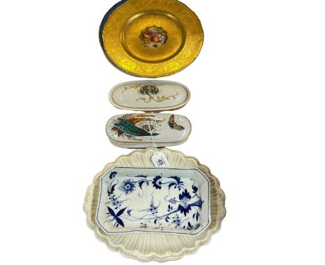 Plates including Royal Worcester ' W. Bee ', decorative toilet dishes, etc.