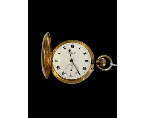 18 carat gold pocket watch with enamel dial, Grant & Son Carlisle.
