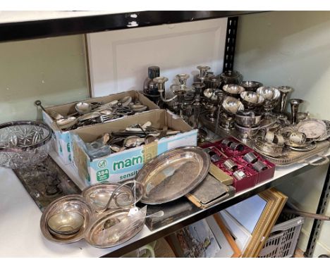 Collection of silver plated ware and flatware.