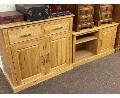 Contemporary light oak two door side cabinet and matching entertainment unit (2).