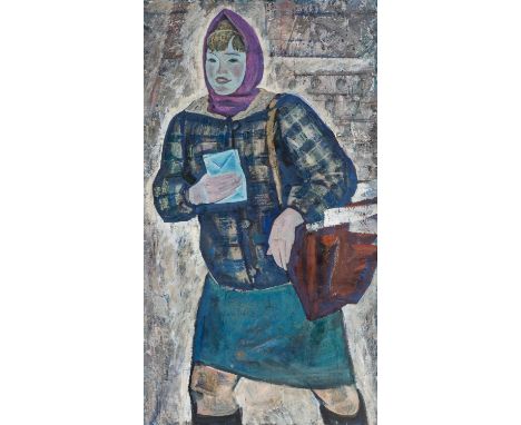 MIKHAILO WEINSTEIN (UKRAINIAN 1940-1981)Postal Worker, 1966tempera on canvas160 x 89 cm (63 x 35 in.)signed, dated, and inscr