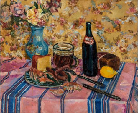 ALEXANDER OSMERKIN (RUSSIAN 1892-1953)Still Life with a Beer Bottle, 1946oil on canvas65 x 80 cm (25 6/8 x 31 1/2 in.)signed,