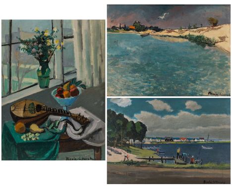 A GROUP OF THREE PAINTINGS OF LONG ISLAND BY NIKOLAI CIKOVSKY (RUSSIAN-AMERICAN 1894-1987)comprising:a) Peconic, 1944, oil on