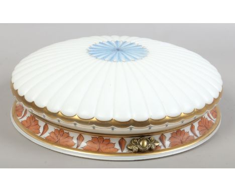 A 1950s decorative opaque glass hanging light shade.