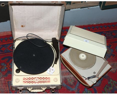 A 1960s Philips portable record player along with a Regentone example in need of repair.