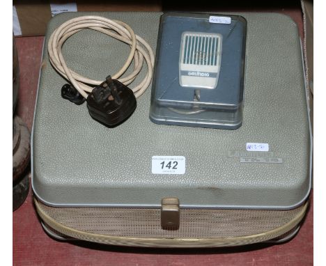 A Grundig TK14 reel to reel tape recorder with cased microphone.