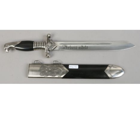 A reproduction of a German officers dagger with scabbard.