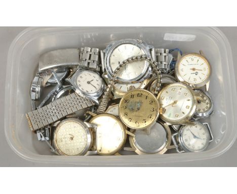 A collection of mostly manual ladies and gents wristwatches and watch heads.