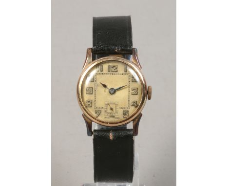 A gentlemans vintage gold filled manual wristwatch. Condition Report. To be used as a guide only. Not running.