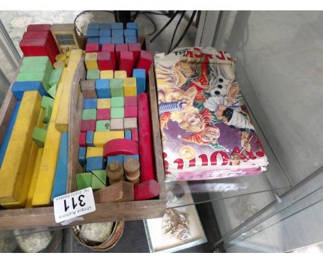 A set of vintage wooden building blocks